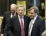 Jean-Claude Juncker et Jeannot Krecké à la réunion de l'Eurogroupe
