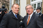 Le premier ministre Jean-Claude Juncker et son homologue polonais, Donald Tusk, le 6 février 2013 à Luxembourg