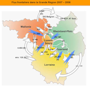 Flux frontaliers dans la Grande Région 2007-2008