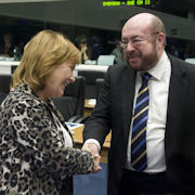 Beatrice Ask, ministre suédoise de la Justice, et François Biltgen (c) Conseil de l'UE