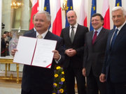 Lech Kaczyński, Fredrik Reinfeldt, José Manuel Barroso et Jerzy Buzek (c) Minna Frydén Bonnier / Gouvernement suédois