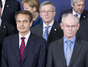 José Luis Rodríguez Zapatero, Jean-Claude Juncker et Herman Van Rompuy © Jock Fistick