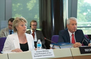 Viviane Reding et Thorbjørn Jagland à Strasbourg le 7 juillet 2010 (c) Conseil de l'Europe