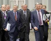 Jean-Claude Trichet, Jean-Claude Juncker et Didier Reynders © 2010 SIP / JOCK FISTICK