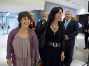 Octavie Modert et son homologue belge Fadila Laanan visitent le musée Magritte à l'occasion du Conseil informel des ministres de la Culture (c) Présidence belge du Conseil de l'UE