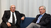 Dominique Strauss-Kahn s'entretenant avec Jean-Claude Juncker en marge de l'assemblée annuelle du FMI (c) IMF photo  / Michael Spilotro