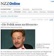 Yves Mersch sur le site de la Neue Zürcher Zeitung le 13 décembre 2010