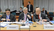 Jean-Claude Juncker présidant la réunion de l'Eurogroupe du 17 novembre 2011 © SIP / JOCK FISTICK