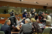 Luc Frieden, Wolfgang Schäuble et Elena Salgado s'entretiennent à Bruxelles lors de l'Ecofin du 15 février 2011 (c) Le Conseil de l'UE