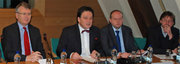 Le ministre Nicolas Schmit, Serge Allegrezza (STATEC), Franz Clement (CEPS/INSTEAD), Paul Zahlen (STATEC)