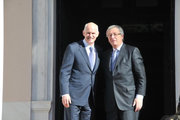 Georges Papandreou et Jean-Claude Juncker à Athènes le 8 février 2011 (c) SIP - Kostas Kostakis