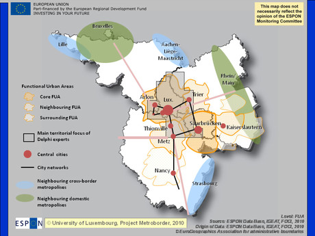 ‘CBPMR Greater Region’:schematic synthesis map of Metroborder results. Carte n°37 extraite du rapport Metroborder