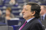 José Manuel Barroso devant le Parlement européen le 27 octobre 2011, quelques heures à peine après que l'accord trouvé par les chefs d'Etat et de gouvernement de la zone euro @ European Union 2011 PE-EP