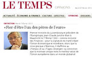 Jean-Claude Juncker en une du Temps le 7 février 2012