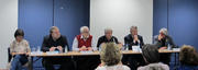 Laura Zuccoli, Robert Harmsen, Hubert Hausemer, Michel Legrand, Nicolas Schmit et Claude Frisoni réuni à l'occasion d'une table-ronde sur la xénophobie lors du Festival des migrations le 17 mars 2012