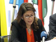 Athena Droushiotis-Mavronicola, ambassadrice de Chypre, lors de la présentation du programme de la Présidence chypriote du Conseil à Luxembourg, le 10 juillet 2012