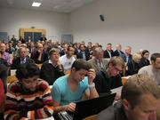 Le public lors du débat sur le gaz de schiste à l'Université de Luxembourg, le 8 octobre 2012