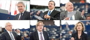 Andreas Mavroyiannis, José Manuel Barroso, Joseph Daul, Hannes Swoboda, Guy Verhofstadt et Helga Trüpel s'exprimant sur le cadre financier pluriannuel 2014-2020 le 21 novembre 2012 (c) Union européenne 2012 - Parlement européen