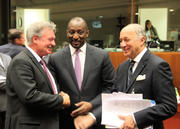 Jean Asselborn avec le Ministre des Affaires étrangères du Mali, Tiéman Hubert Coulibaly, et le ministre des affaires étrangères de la France, Laurent Fabius