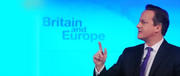 Le Premier ministre britannique David Cameron tenant son discours sur l'avenir du Royaume-Uni dans l'UE le 23 janvier 2013