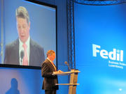 Le président de la FEDIL, Robert Dennewald, lors de son intervention à la réception du Nouvel An de sa fédération, le 15 janvier 2013