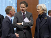 Luc Frieden, Jeroen Dijsselbloem et Christine Lagarde lors de la réunion de l'Eurogroupe du 11 février 2013 (c) Le Conseil de l'UE