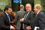 Romain Schneider entouré de ses homologues roumain, Daniel Constantin, et suédois, Eskil Erlandsson, lors de la réunion informelle des ministres de l'Agriculture qui s'est tenue à Bruxelles le 13 février 2013 (c) Le Conseil de l'UE