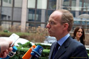 Luc Frieden à son arrivée à la réunion extraordinaire de l'Eurogroupe convoquée le 18 mars 2013 (c) Conseil de l'UE