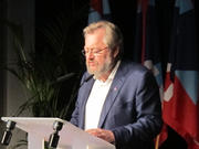 Le président de l'OGBL, Jean-Claude Reding, lors de son discours politique pour le 1er mai, le 29 avril 2013 au Tramsschapp du Limpertsberg