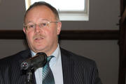 Le ministre de l'Agriculture, Romain Schneider lors de la conférence sur la PAC à Mersch, le 19 avril 2013