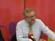 Jean-Claude Reding, président de l'OGBL,. lors de sa conférence de presse le 14 mai 2013 sur le débat consultatif sur la compétitivité