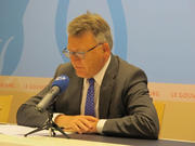 Le ministre du Travail et de l'Emploi, Nicolas Schmit, lors de sa conférence de presse à l'issue du Conseil EPSCO du 20 juin 2013 à Luxembourg