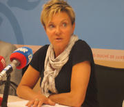 Martine Hansen lors de la conférence de presse qui a suivi le prononcé de l'arrêt Giersch le 20 juin 2013