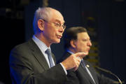 Herman Van Rompuy et José Manuel Barroso - Conférence de presse à l'issue de la réunion du Conseil européen du 24 octobre 2013
