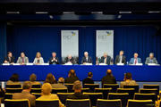 Conférence de presse de lancement de l'IEP le 12 mai 2014, en présence des ministres des Affaires étrangères participant (c) Conseil de l'UE