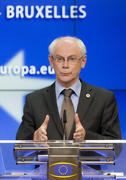 Herman Van Rompuy présentant à la presse les résultats du sommet informel des chefs d'Etat et de gouvernement de l'UE le 27 mai 2014 (c) Le Conseil de l'UE