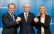 Donald Tusk, Hermann Van Rompuy et Federica Mogherini © Conseil de l'UE