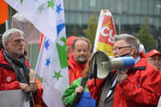 Le président du syndicat fncttfel, Guy Greivelding, lors du piquet de protestation contre le quatrième paquet ferroviaire (141008)