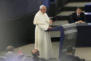 Le pape lors d'un discours au Parlement européen le 25 novembre 2014 (Source : PE)
