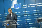 Le ministre letton des Affaires étrangères Edgars Rinkevics en conférence de presse à l'issue du Conseil Affaires générales le 10 février 2015 (c) Conseil de l'UE