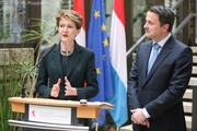 La présidente de la Confédération suisse, Simonetta Sommaruga, a rencontré le 26 février 2015 le Premier ministre luxembourgeois Xavier Bettel à Luxembourg (Source : SIP)