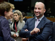 Simonetta Sommaruga et Etienne Schneider lors du Conseil JAI du 12 mars 2015 (c) Le Conseil de l'UE