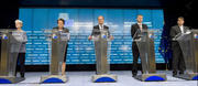 Bernadette Ségol, Laimdota Straujuma, Donald Tusk, Valdis  Dombrovskis et Markus J. Beyer lors du Sommet social tripartite qui s'est tenu à Bruxelles le 19 mars 2015 (c) Conseil européen