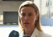 Federica Mogherini, la Haute Représentante de l’UE pour les Affaires étrangères, lors de son arrivée au Conseil Affaires étrangères à Luxembourg (Source : Conseil)