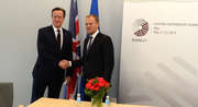 David Cameron et Donald Tusk lors du Sommet du partenariat oriental le 21 mai 2015 à Riga (c) Conseil européen