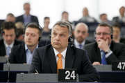 Viktor Orban, Premier ministre de la Hongrie, lors du débat en séance plénière du Parlement européen sur la Hongrie le 19 mai 2015 (source: Parlement européen)