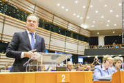 Donald Tusk au Parlement européen, le 24 février 2016, lors du débat sur l'avenir du Royaume-Uni dans l'UE