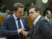 Xavier Bettel en discussion avec Alexis Tsipras le 18 mars 2016 (C) Le Conseil de l'UE