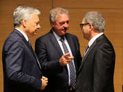 Jean Asselborn en donversation avec ses homologues belge, Didier Reynders, et tchèque, Lubomir Zaoralek, lors du Conseil "Affaires étrangères" du 20 juin 2016 à Luxembourg