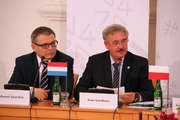 Jean Asselborn et son homologue tchèque Lubomir Zaoralek lors de la rencontre entre les ministres des Affaires étrangères du Benelux et du Groupe de Visegrad, le 13 juin 2016 à Prague